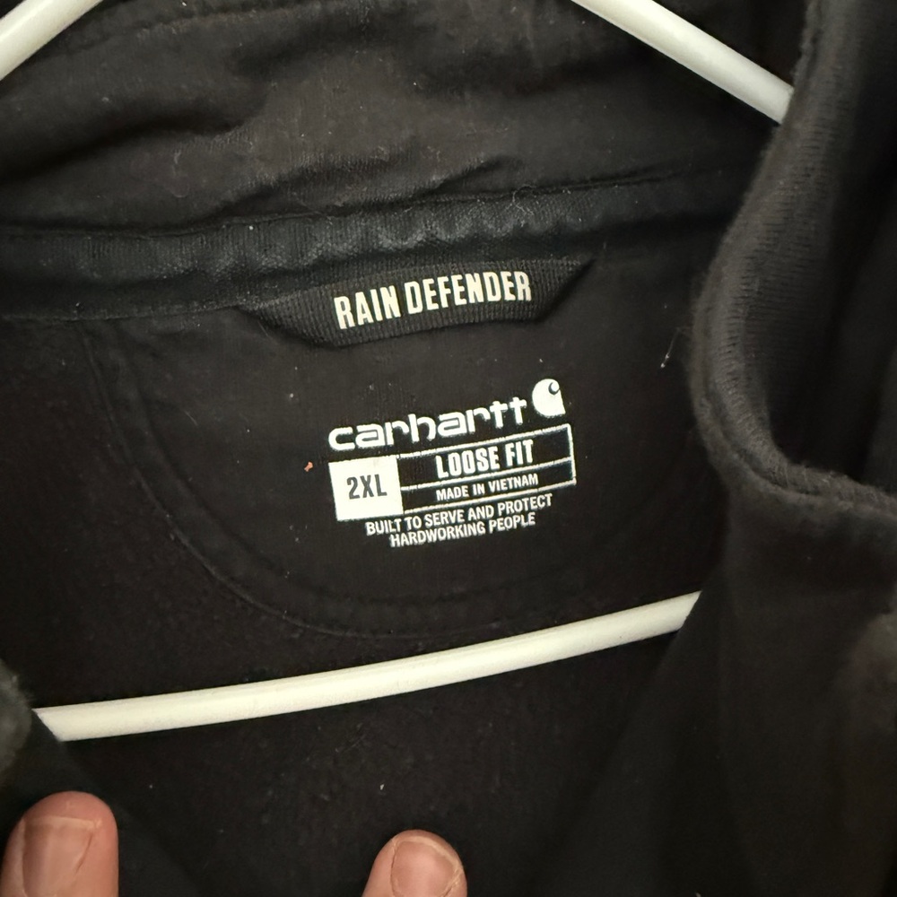 Mens XXL Black Carhartt Rain Defender Quarter-Zip Hoodie - Picture 2 of 2